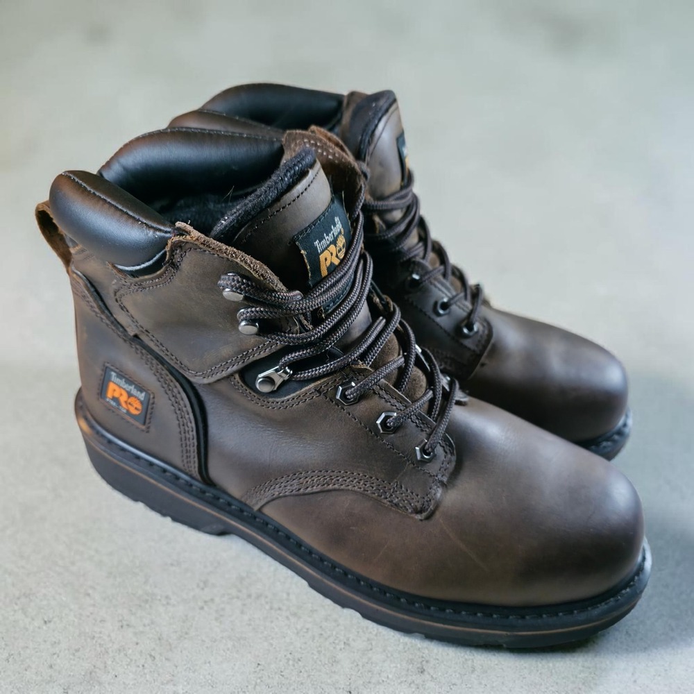 Timberland Pro Men's 33034 Pit Boss Steel Toe Work Boots Brown Leather Size 12 M